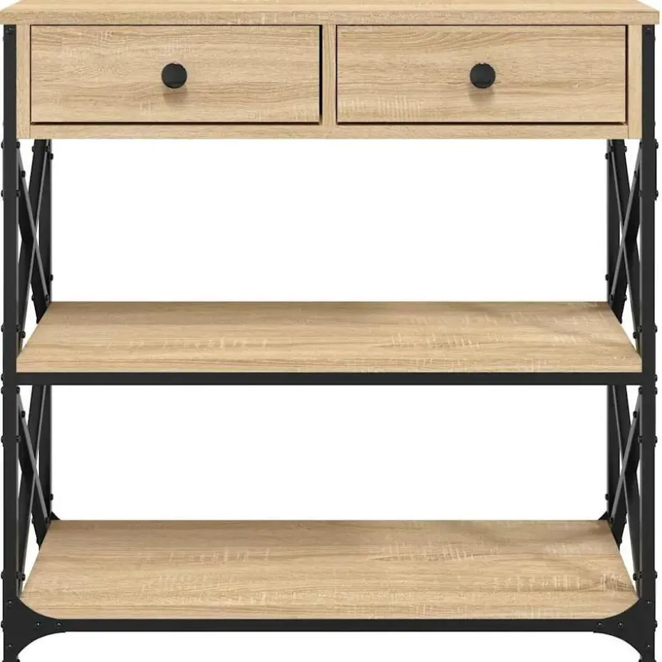 vidaXL - Wandtafel met 2 lades 2 schappen - Sonoma eiken - Hout - 75x28x75 cm