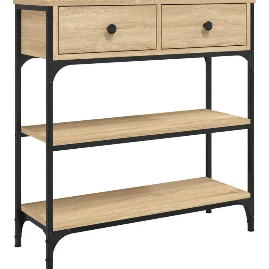 vidaXL - Wandtafel met 2 lades 2 schappen - Sonoma eiken - Hout - 72.5x25x75 cm