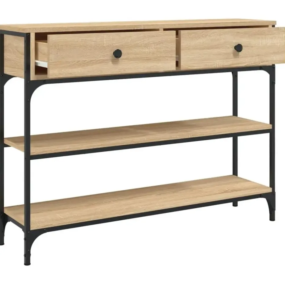 vidaXL - Wandtafel met 2 lades 2 schappen - Sonoma eiken - Hout - 100x25x75 cm