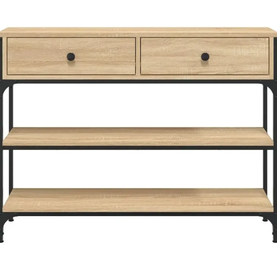 vidaXL - Wandtafel met 2 lades 2 schappen - Sonoma eiken - Hout - 100x25x75 cm