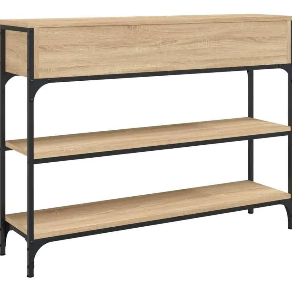 vidaXL - Wandtafel met 2 lades 2 schappen - Sonoma eiken - Hout - 100x25x75 cm