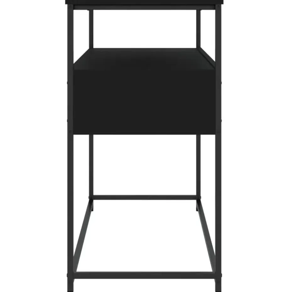 vidaXL - Wandtafel met 2 lades - Zwart - Bewerkt hout en metaal - 100x40x75 cm