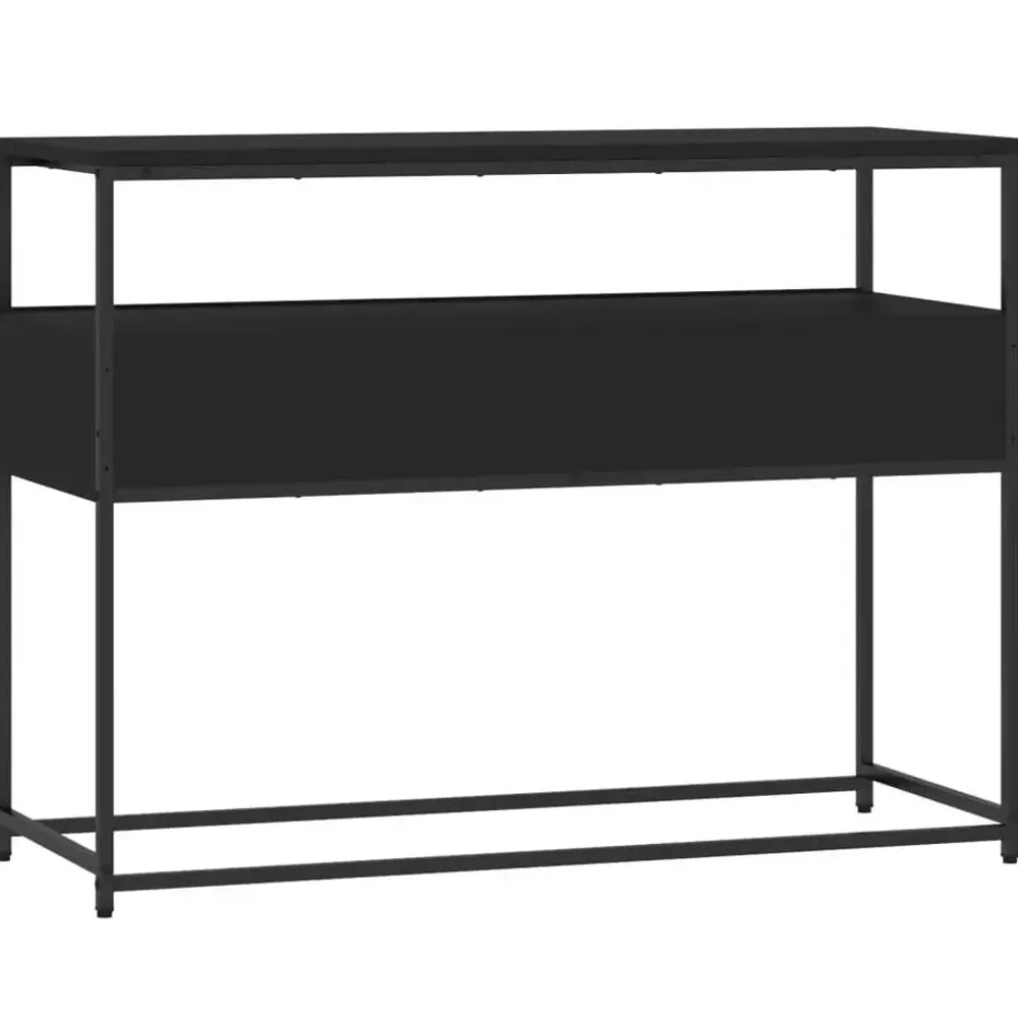 vidaXL - Wandtafel met 2 lades - Zwart - Bewerkt hout en metaal - 100x40x75 cm
