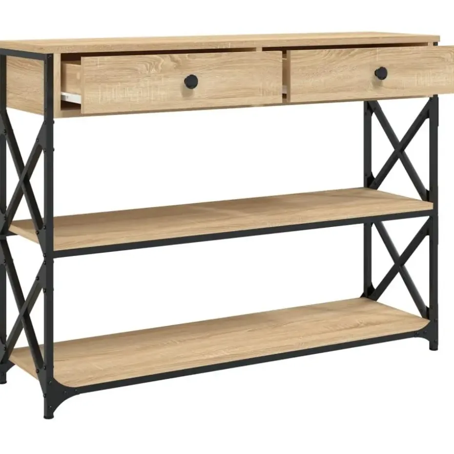 vidaXL - Wandtafel met 2 lades 2 schappen - Sonoma eiken - Hout - 100x28x75 cm