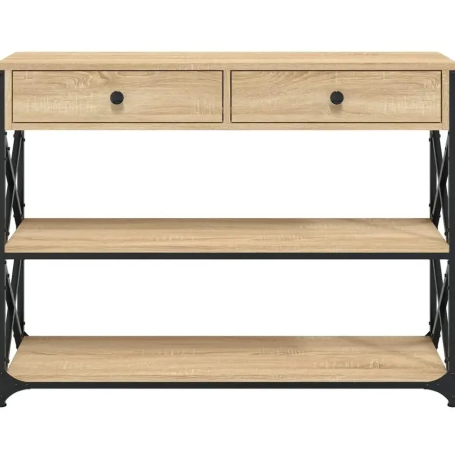 vidaXL - Wandtafel met 2 lades 2 schappen - Sonoma eiken - Hout - 100x28x75 cm
