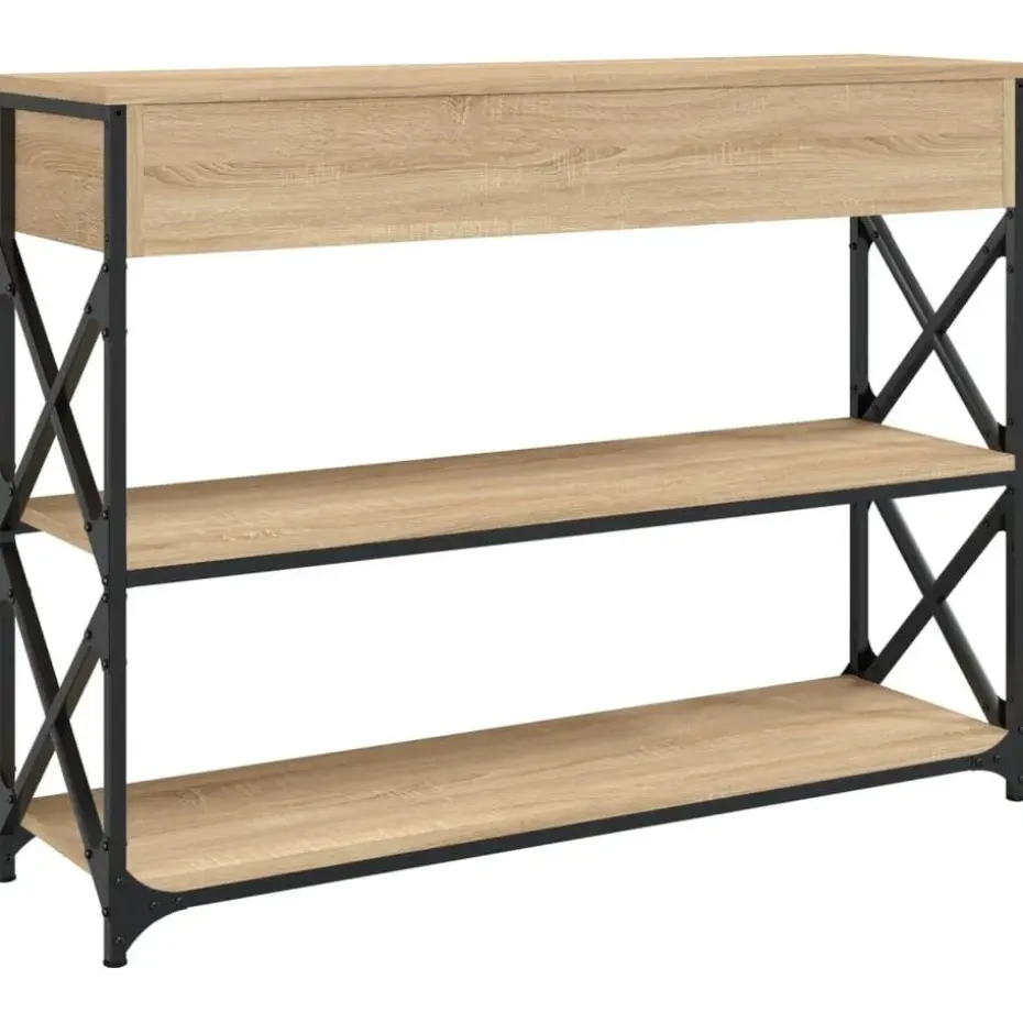 vidaXL - Wandtafel met 2 lades 2 schappen - Sonoma eiken - Hout - 100x28x75 cm