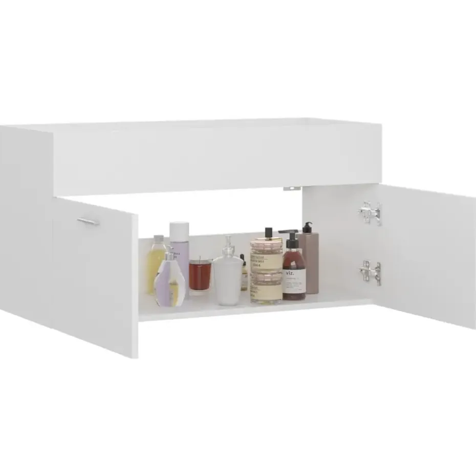 vidaXL - Wastafelkast - Wit - Bewerkt hout - 90 x 38.5 x 46 cm