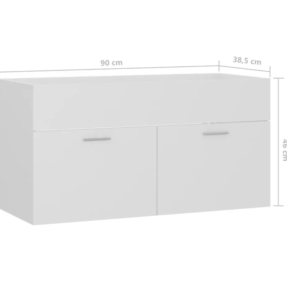 vidaXL - Wastafelkast - Wit - Bewerkt hout - 90 x 38.5 x 46 cm