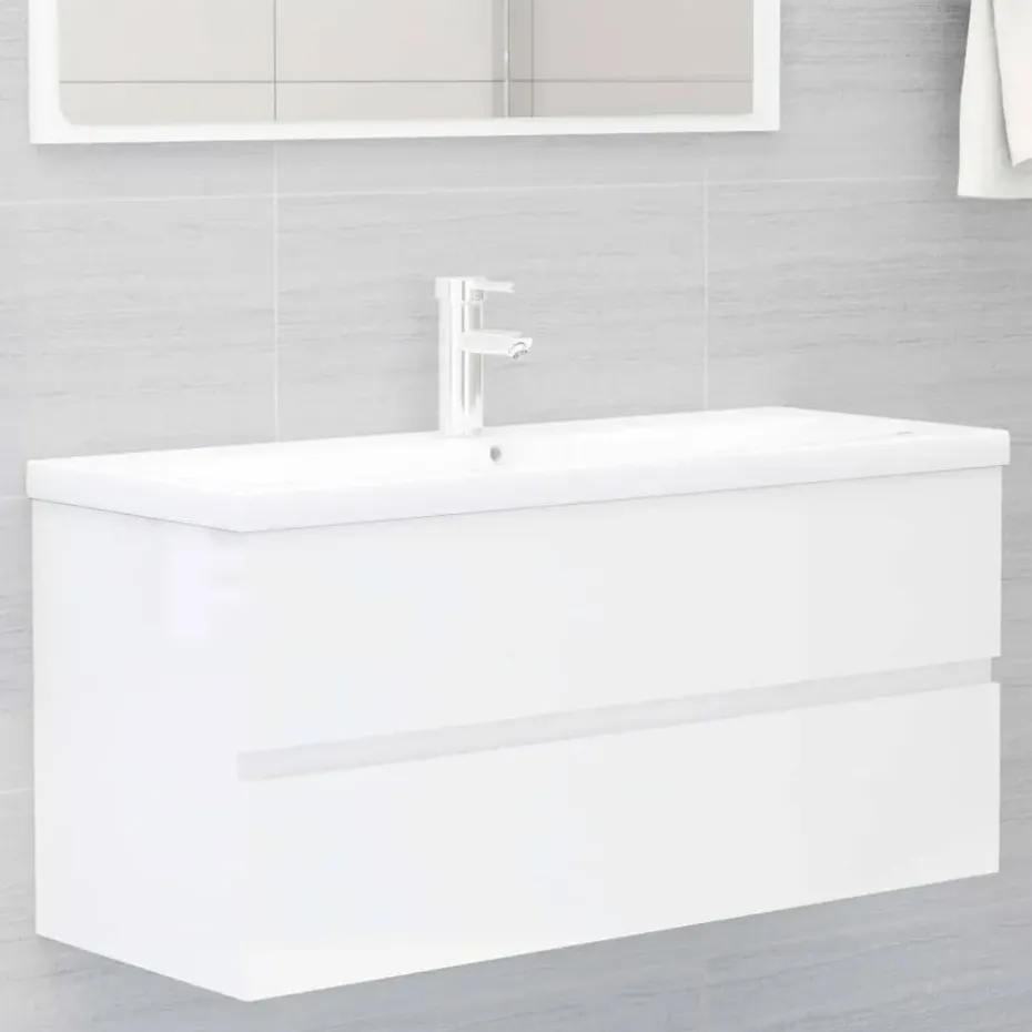 vidaXL - Wastafelkast - Wit - Bewerkt hout - 100 x 38.5 x 45 cm