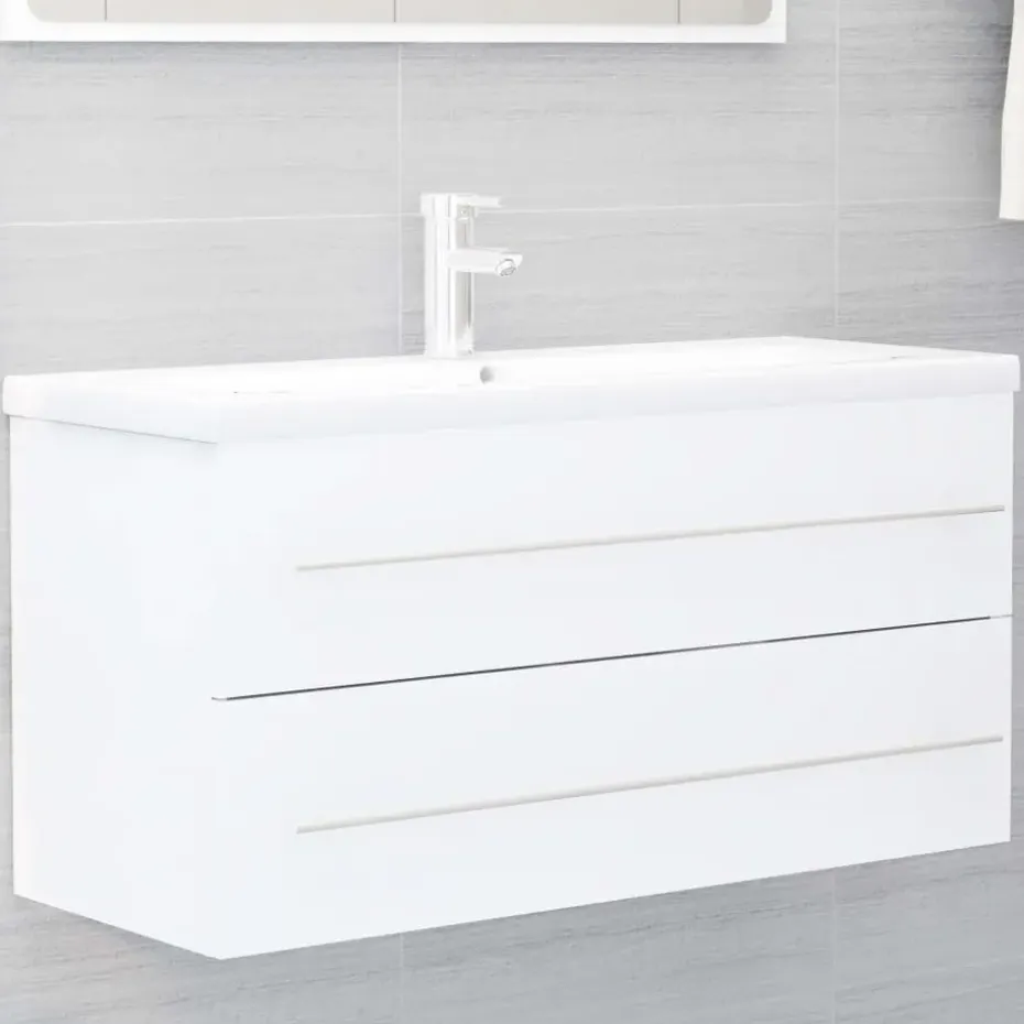 vidaXL - Wastafelkast - Wit - Bewerkt hout - 100 x 38.5 x 48 cm