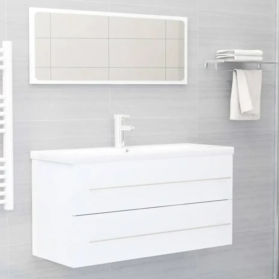 vidaXL - Wastafelkast - Wit - Bewerkt hout - 100 x 38.5 x 48 cm