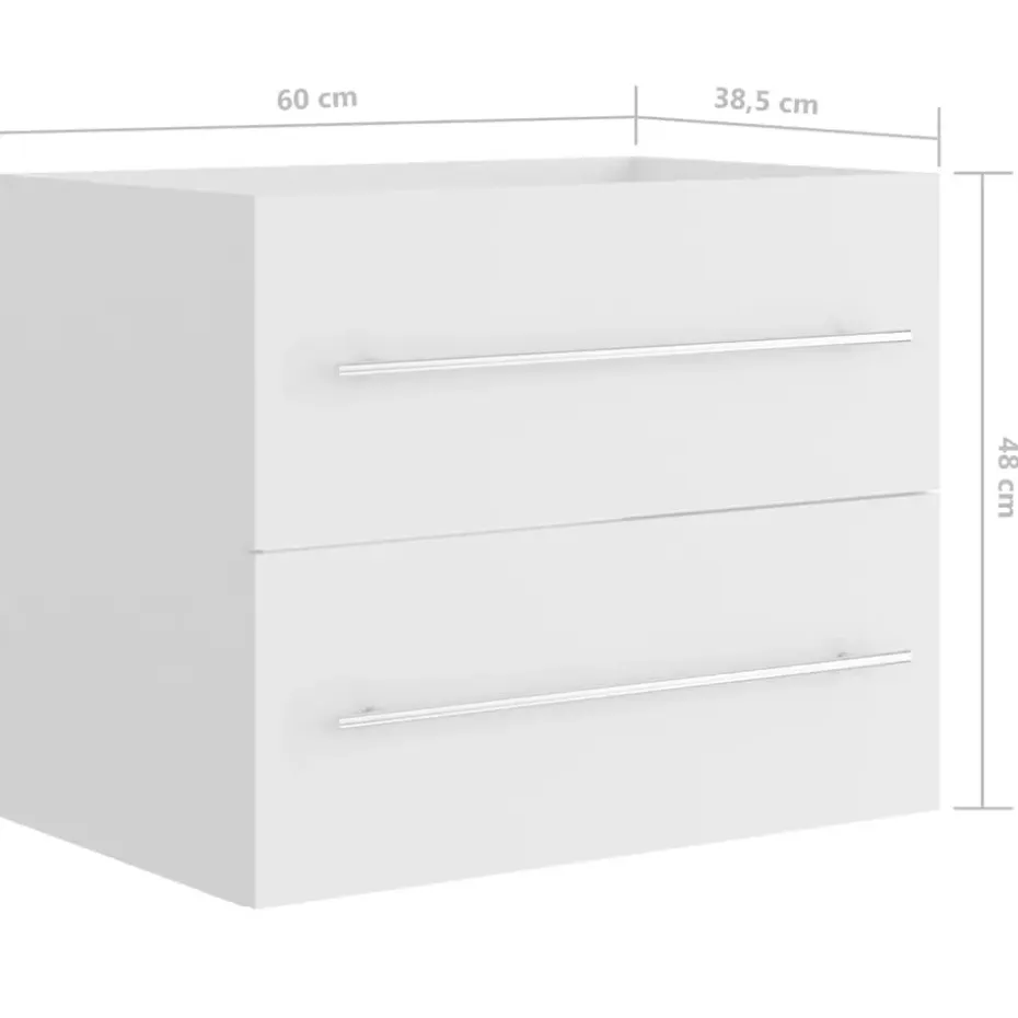 vidaXL - Wastafelkast - Wit - Bewerkt hout - 60 x 38.5 x 48 cm