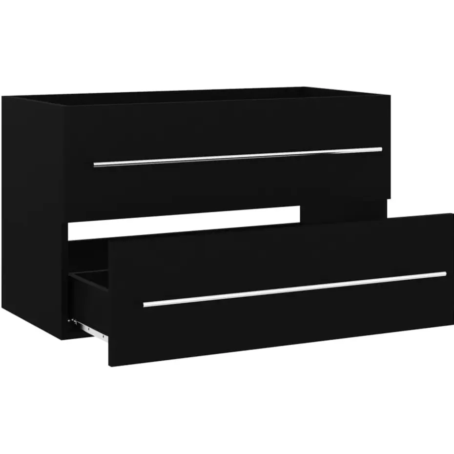 vidaXL - Wastafelkast - Zwart - Bewerkt hout - 80 x 38.5 x 48 cm