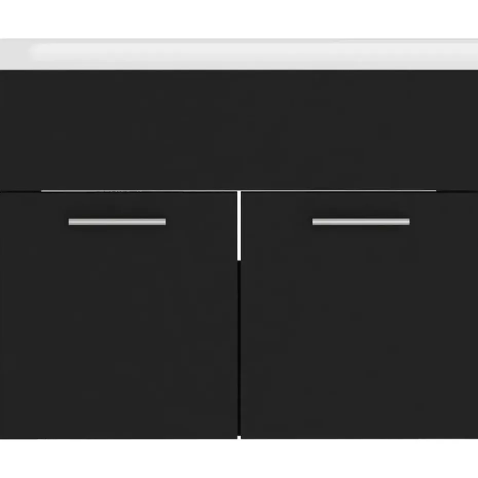 vidaXL - Wastafelkast En Wastafel - Zwart - Bewerkt hout - 60 x 38.5 x 46 cm