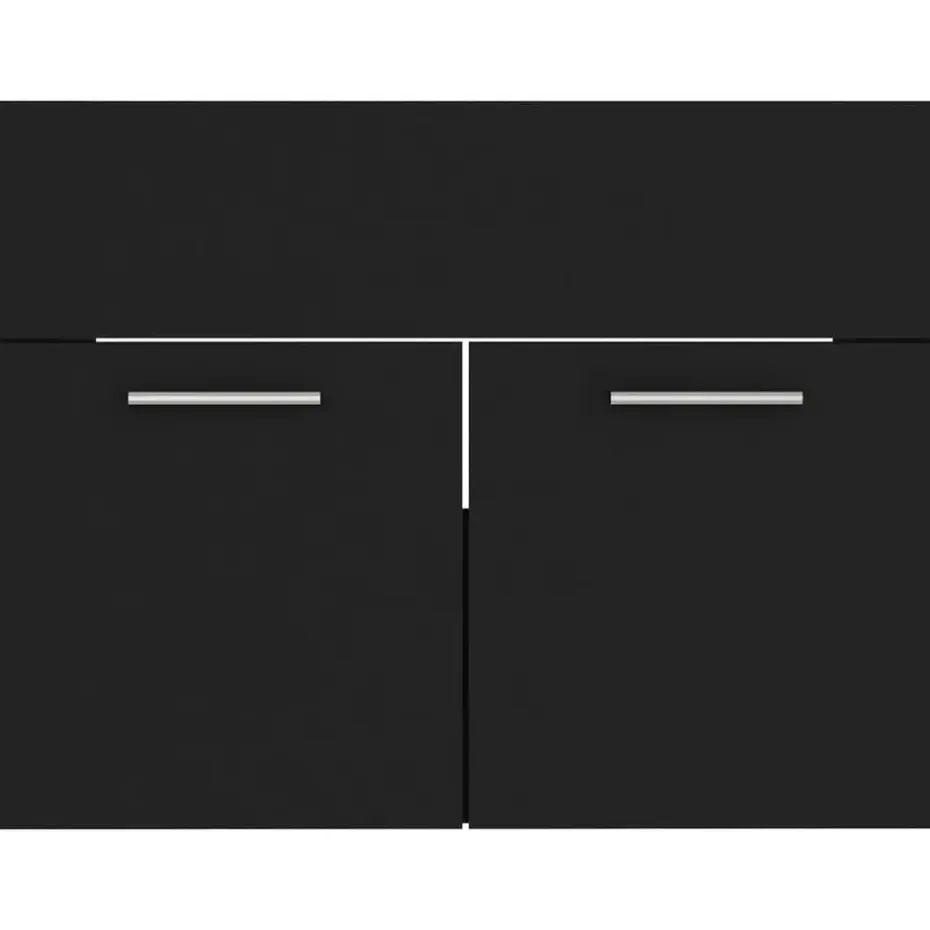 vidaXL - Wastafelkast En Wastafel - Zwart - Bewerkt hout - 60 x 38.5 x 46 cm