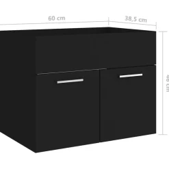 vidaXL - Wastafelkast En Wastafel - Zwart - Bewerkt hout - 60 x 38.5 x 46 cm