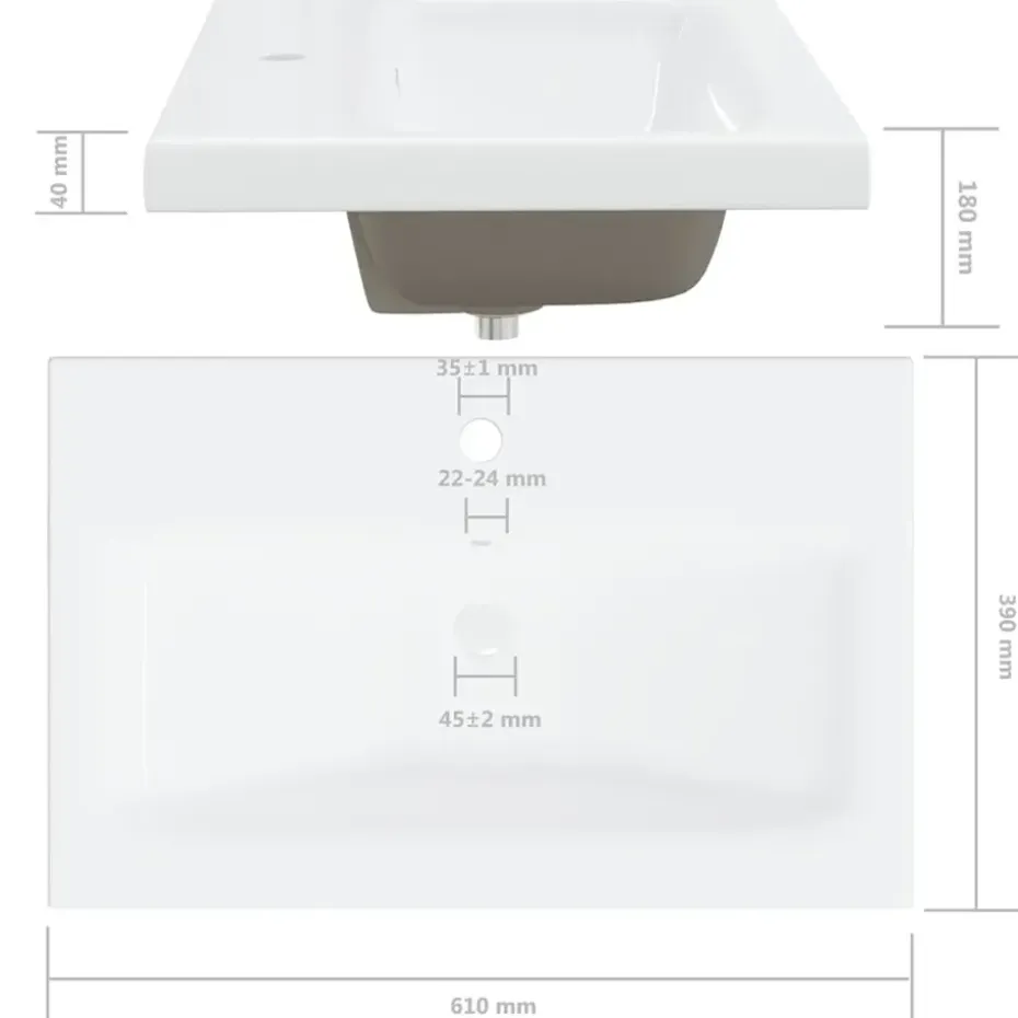 vidaXL - Wastafelkast En Wastafel - Zwart - Bewerkt hout - 60 x 38.5 x 46 cm