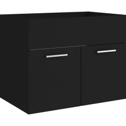 vidaXL - Wastafelkast En Wastafel - Zwart - Bewerkt hout - 60 x 38.5 x 46 cm