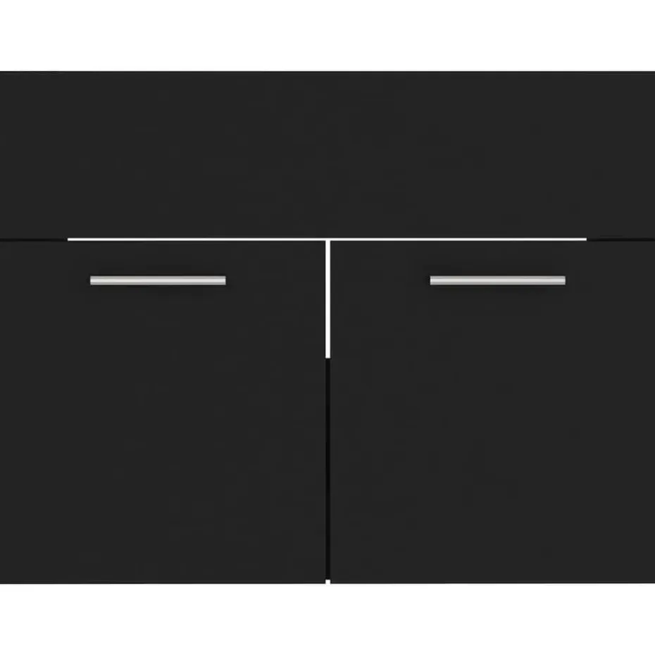 vidaXL - Wastafelkast En Wastafel - Zwart - Bewerkt hout - 60 x 38.5 x 46 cm