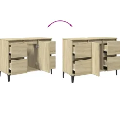 vidaXL - Wastafelonderkast met 1 deur 4 lades - Sonoma eiken - 80x33x60 cm
