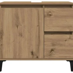 vidaXL - Wastafelonderkast - 1 deur 2 lades - Artisanaal eiken - 65x33x60 cm