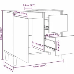 vidaXL - Wastafelonderkast met 1 deur 2 lades - Zwart - Hout - 65x33x60 cm