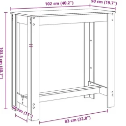 vidaXL - Wit Bartafel - Bewerkt hout - 102x50x103.5 cm