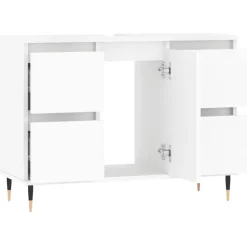 vidaXL - Wit Wastafelonderkast - 1 deur 4 lades - Bewerkt hout - 80x33x60 cm
