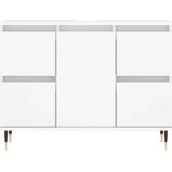 vidaXL - Wit Wastafelonderkast - 1 deur 4 lades - Bewerkt hout - 80x33x60 cm