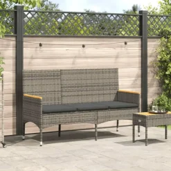vidaXL - 3-zits Tuinbank met kussens - Grijs poly rattan - 140x54x85 cm