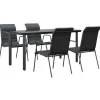 vidaXL - 4-zits Tuinset - Zwart - Textileen met voering en staal - 160x80 cm