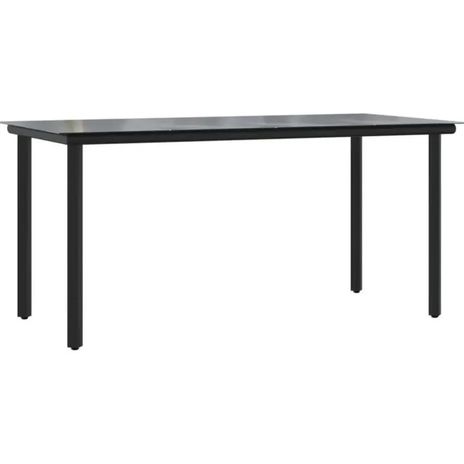 vidaXL - 4-zits Tuinset - Zwart - Textileen met voering en staal - 160x80 cm