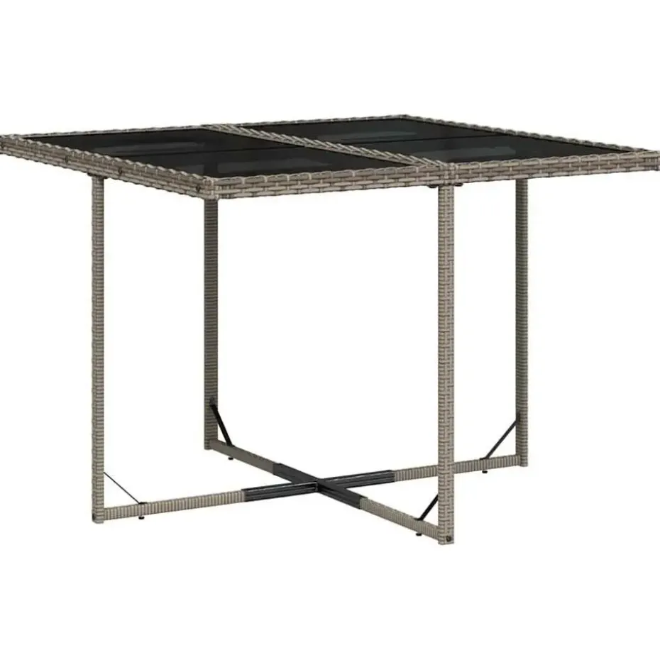 vidaXL - 4-zits Tuinset donkergrijs kussens - Grijs - Poly rattan - 110x106 cm