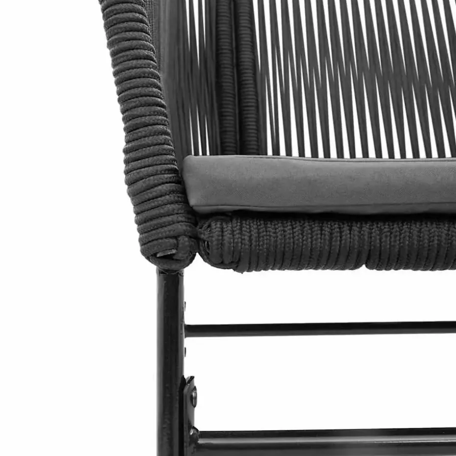 vidaXL - 5-zits Tuinset grijs kussens - Zwart PE rattan en staal - 160x80 cm