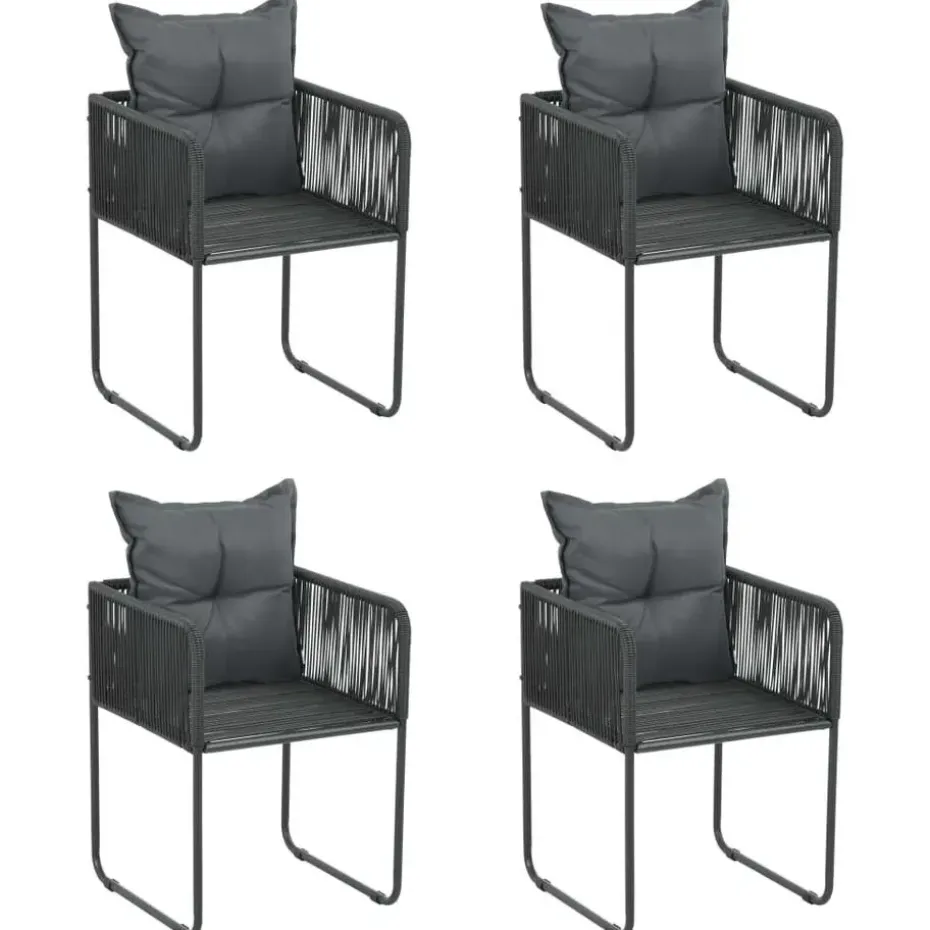 vidaXL - 4-zits Tuinset met kussens - Zwart PE rattan en staal - 160x80 cm