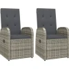 vidaXL - Zitstoel - Grijs - Poly rattan - 2 stuks