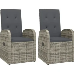 vidaXL - Zitstoel - Grijs - Poly rattan - 2 stuks