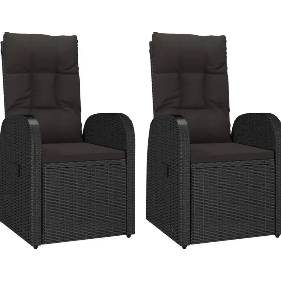 vidaXL - Zitstoel - Zwart - Poly rattan - 2 stuks
