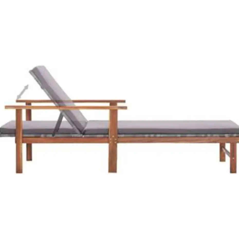 vidaXL - Zonnebed - Grijs - Poly rattan