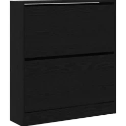 vidaXL - Zwart Schoenenkast met 2 vakken - Bewerkt hout - 80x21x87.5 cm