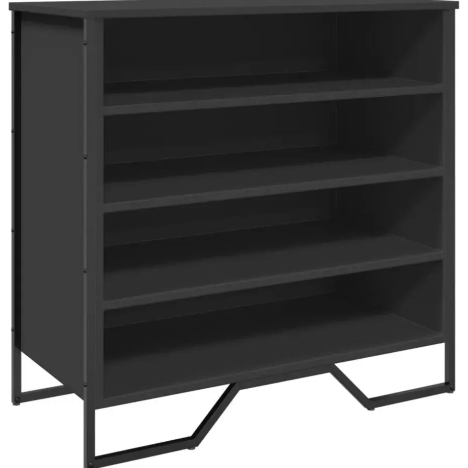 vidaXL - Zwart Schoenenkast met 4 vakken - Bewerkt hout en metaal - 80x38x78 cm