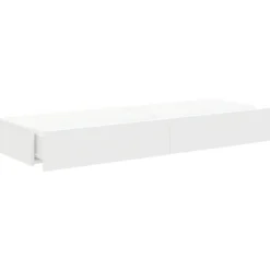 vidaXL - Zwevend LED TV-meubel met lade - Wit - Hout - 60x35x15.5 cm - 2 stuks