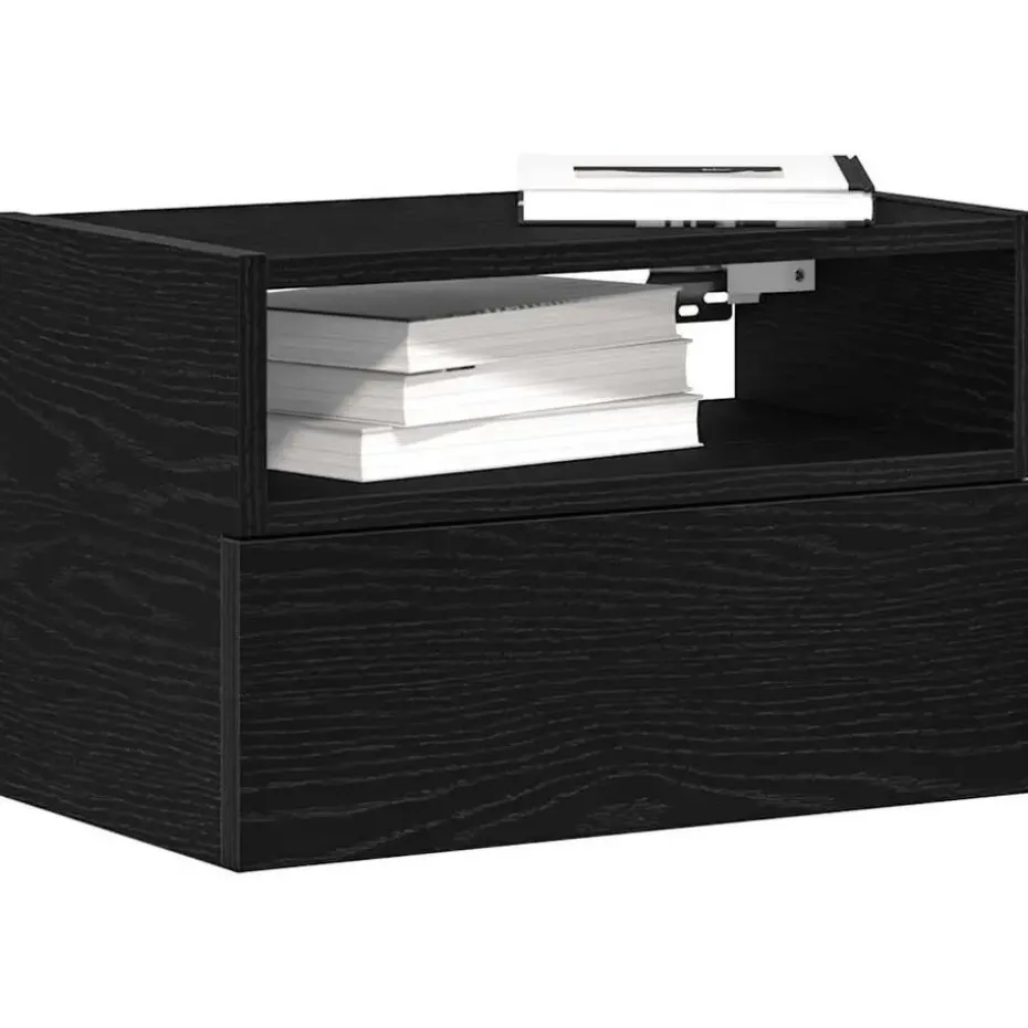 vidaXL - Zwevend Nachtkastjes met lade - Zwart - 45x26x28.5 cm - Set van 2