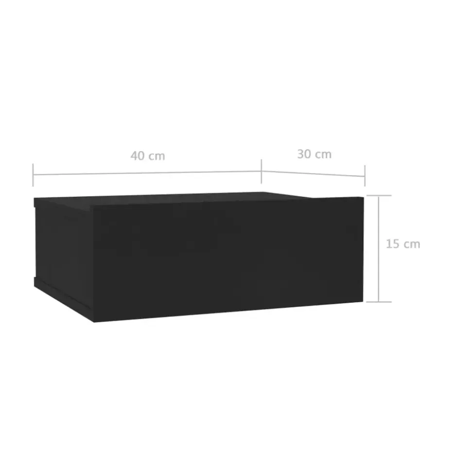 vidaXL - Zwevend Nachtkastje - Zwart - Bewerkt hout - 2 stuks