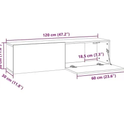vidaXL - Zwevend TV-meubel met 2 deuren - Zwart eiken - 120x30x30.5 cm