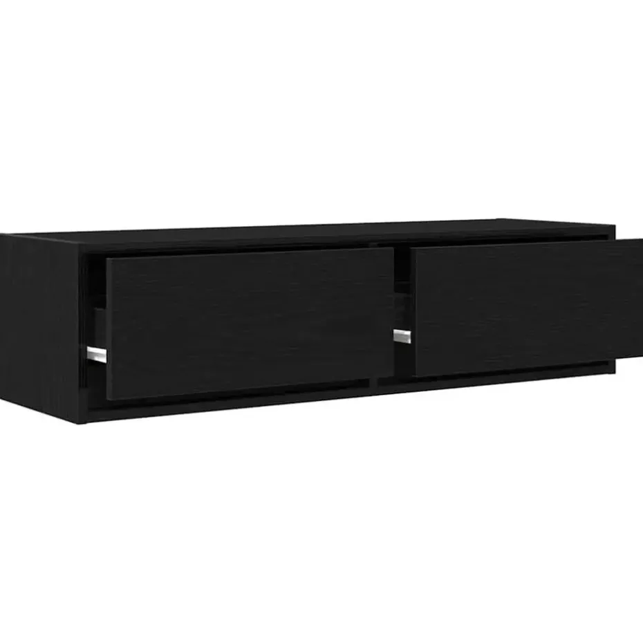 vidaXL - Zwevend TV-meubel met 2 lades - Zwart eiken - 100x31x25.5 cm