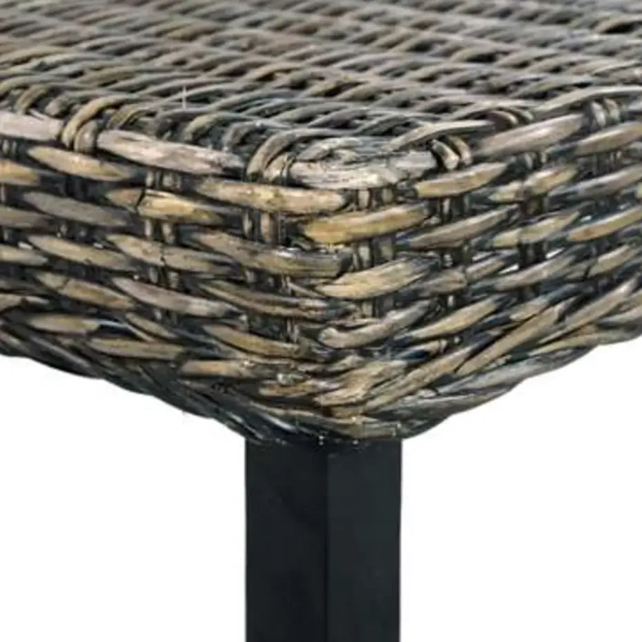 vidaXL Bankje 110 cm natuurlijk kubu rattan en massief mangohout zwart