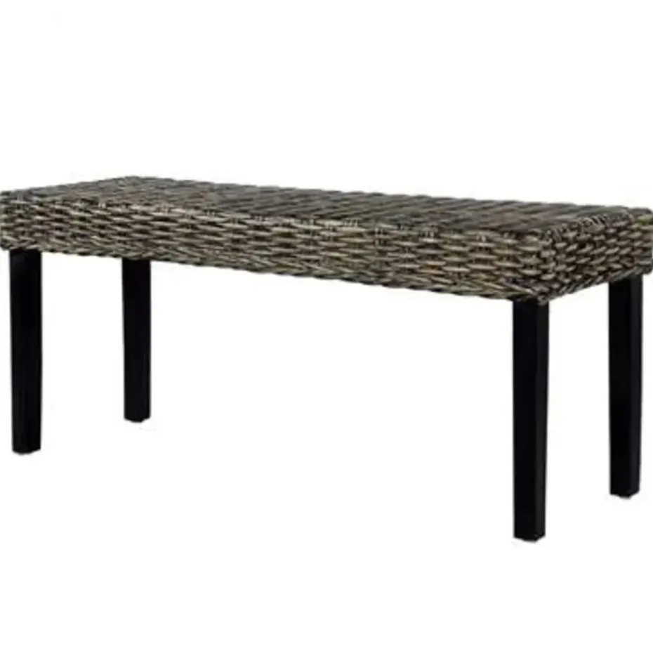 vidaXL Bankje 110 cm natuurlijk kubu rattan en massief mangohout zwart