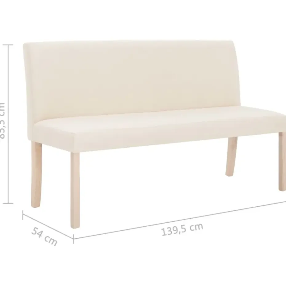 vidaXL Bankje 139,5 cm polyester crème