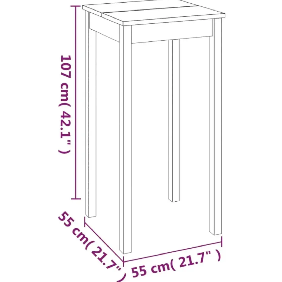 VIDAXL Bartafel 55x55x107 cm MDF zwart